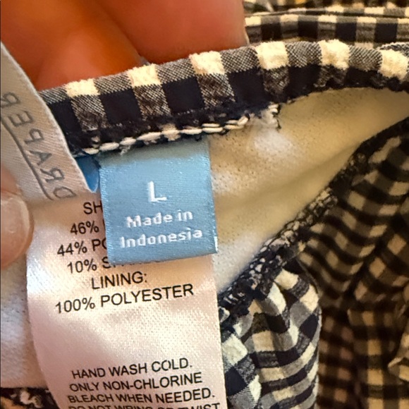 Draper James Navy and White Gingham Peplum Tankini Top - Picture 4 of 5